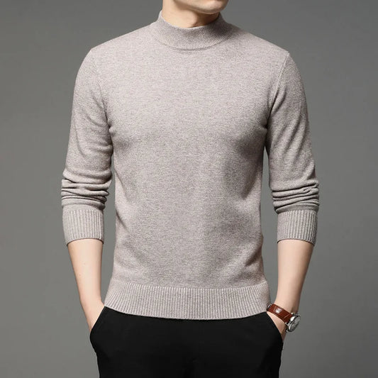 2022 Autumn and Winter New Men Turtleneck Pullover Sweater Fashion Solid Color Thick and Warm Bottoming Shirt Male Brand Clothes