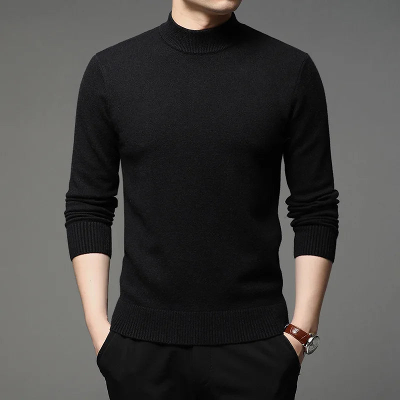 2022 Autumn and Winter New Men Turtleneck Pullover Sweater Fashion Solid Color Thick and Warm Bottoming Shirt Male Brand Clothes