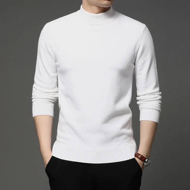 2022 Autumn and Winter New Men Turtleneck Pullover Sweater Fashion Solid Color Thick and Warm Bottoming Shirt Male Brand Clothes